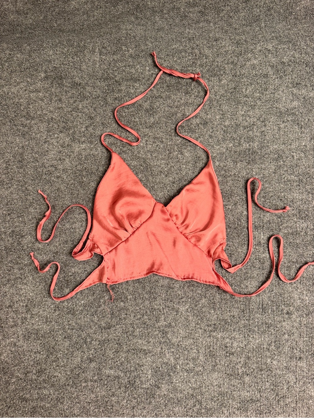 Coral Halter Tie-Back Bikini Top